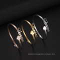Shangjie OEM Classy Cuff Adjustable Custom Bangle Bracelet Name Bracelet Personalised Stainless Steel Bracelet Bangle